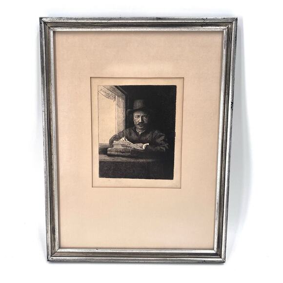 Rembrandt Other - Rembrandt Self Portrait At A Window Framed Art